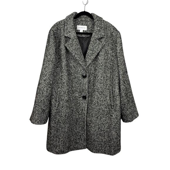 Liz Claiborne Plus Size 2X Herringbone Wool Blend Coat Classic Winter Jacket - Picture 1 of 8